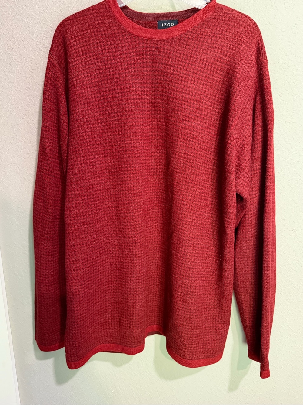 Izod Red Men's Crewneck Textured Knit Sweater
